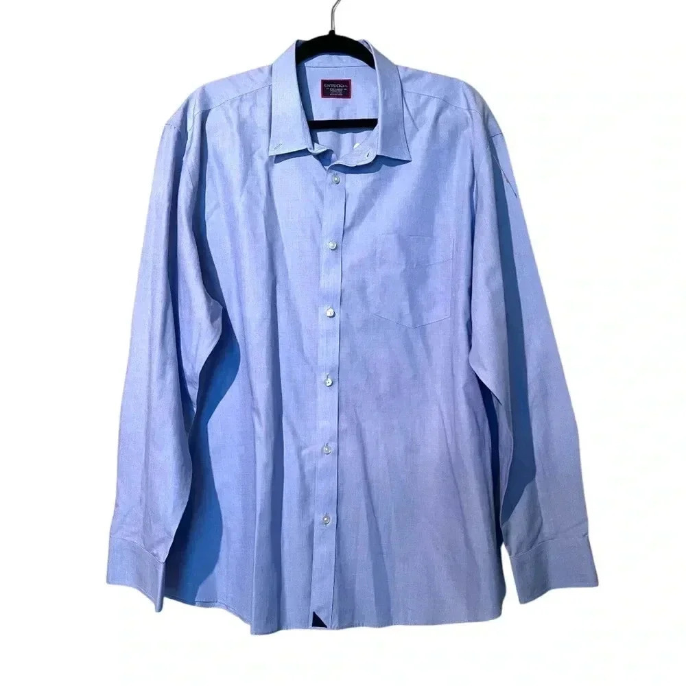 Mens UnTuckit Shirt XXXL 3XL Blue Classic Wrinkle Free Button Up Business